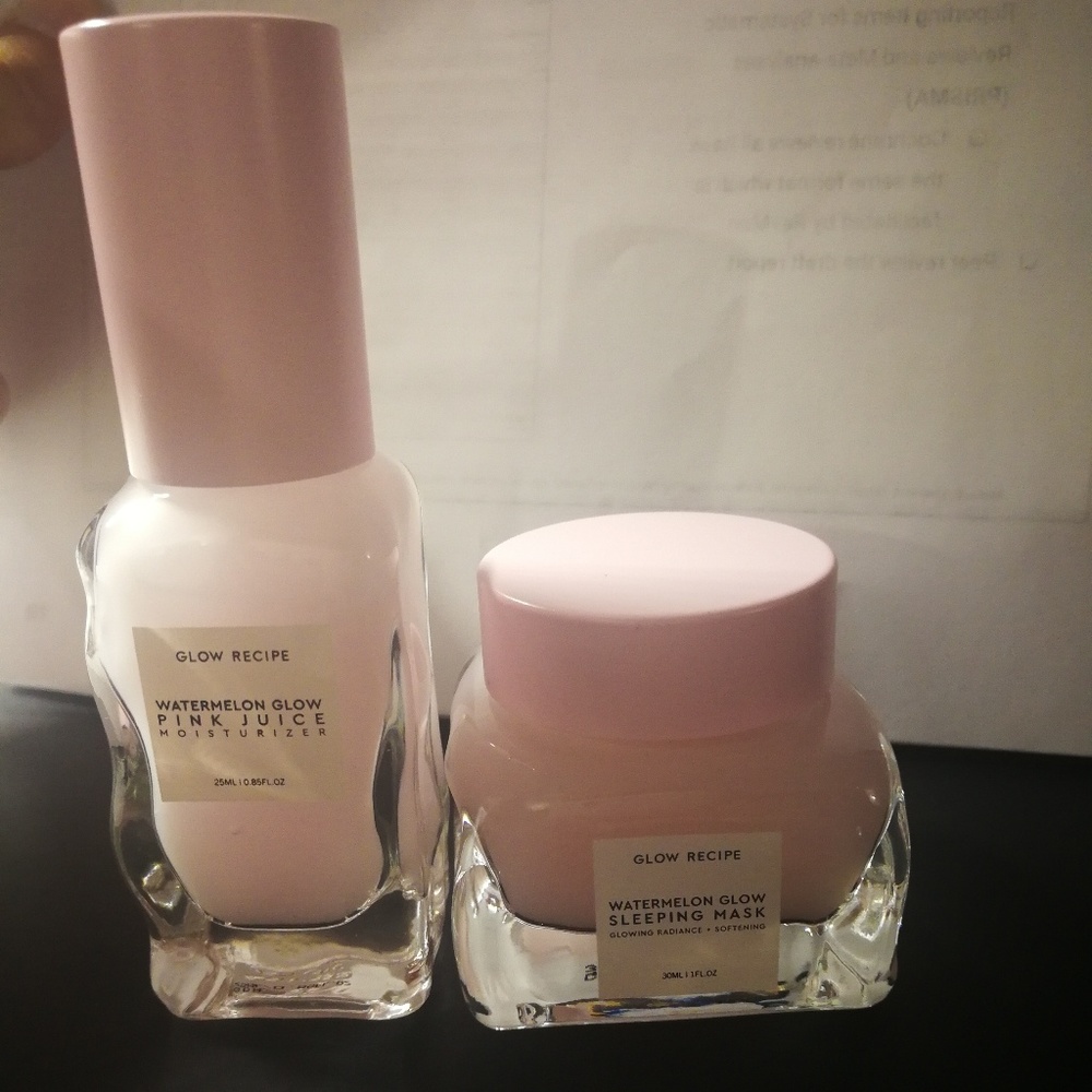 Watermelon glow sleep mask and moisturizer